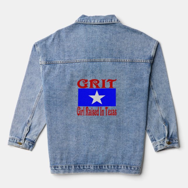 Cowgirl Raised In Texas Denim Jacket (Back)
