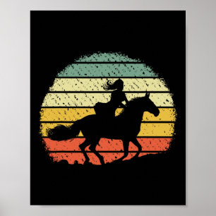 Cowgirl Retro Barrel Racing Horseback Riding Rodeo Poster
