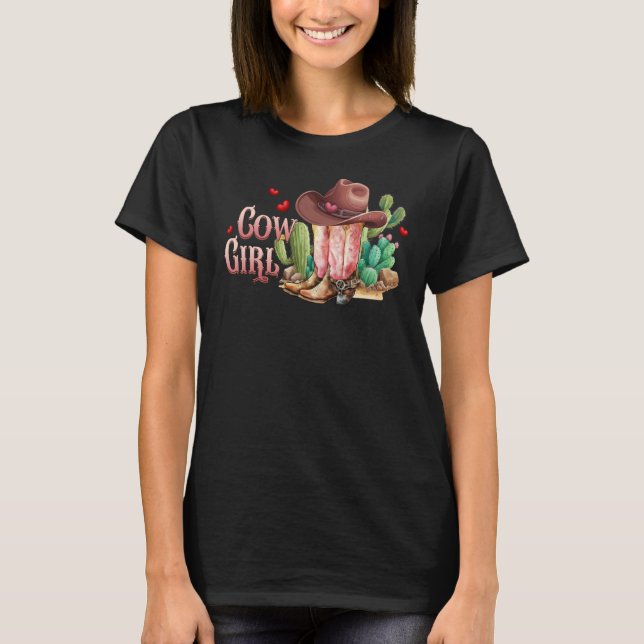 Cowgirl Retro Vintage Western Valentines Day T-Shirt (Front)