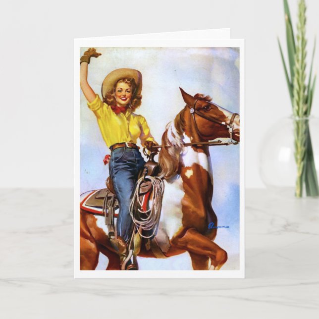 Cowgirl Rider Pin Up Card (Front)