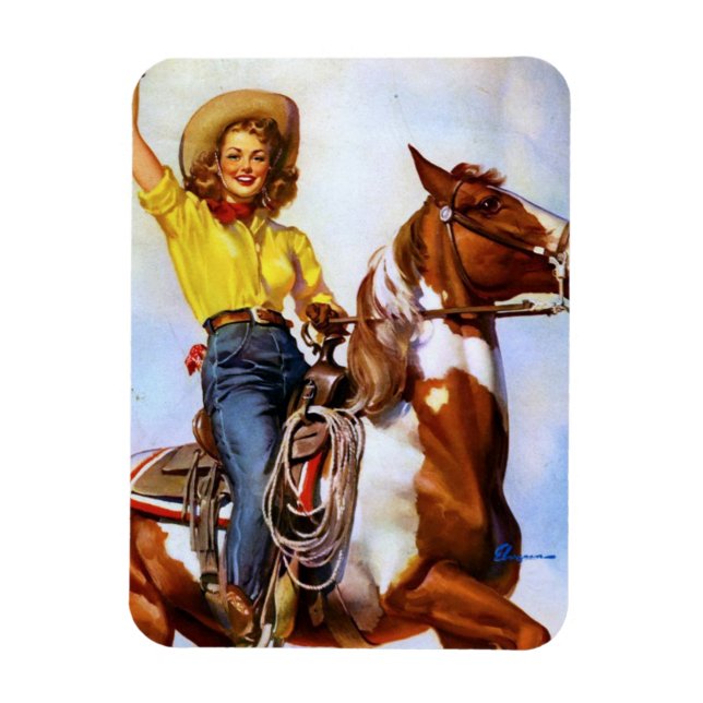 Cowgirl Rider Pin Up Magnet (Vertical)