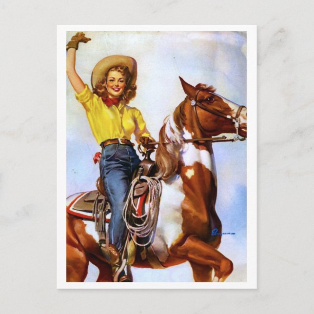 Cowgirl Rider Pin Up Postcard (Front)