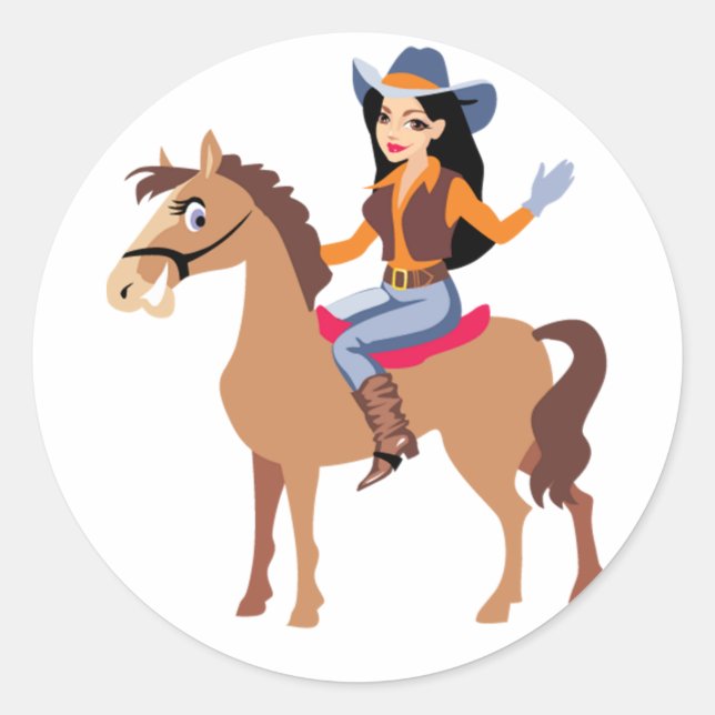 Cowgirl Riding A Horse Stickers (Front)