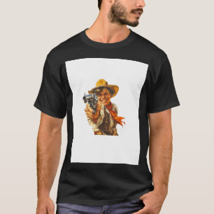 Cowgirl Riding an Ostrich Rodeo T-Shirt