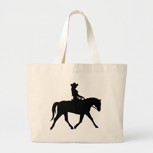 Cowgirl Riding Her Horse Large Tote Bag (Front)