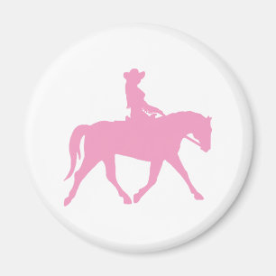 Cowgirl Riding Her Horse (pink) Magnet