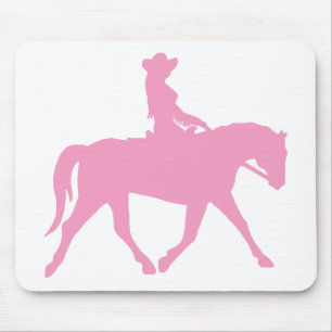 Cowgirl Riding Her Horse (pink) Mouse Mat