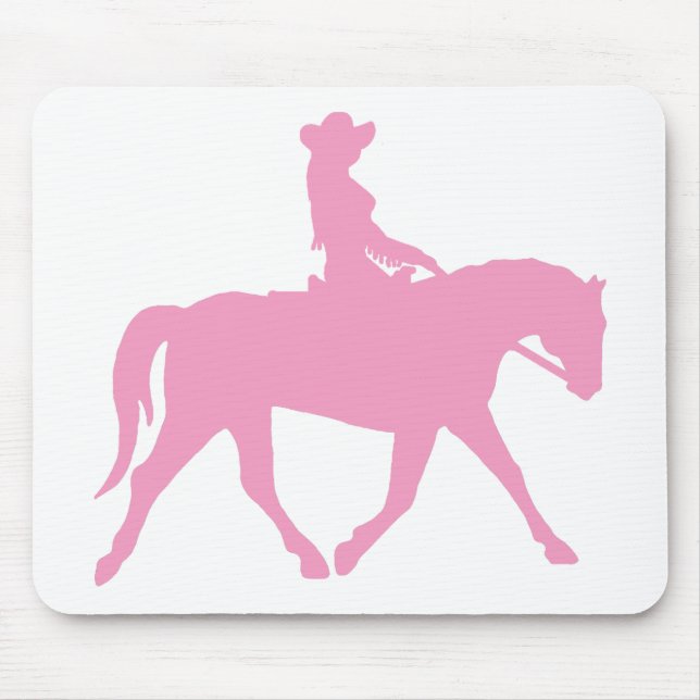 Cowgirl Riding Her Horse (pink) Mouse Mat (Front)