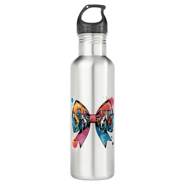 Cowgirl Riding Horse Coquette Bow 710 Ml Water Bottle (Front)