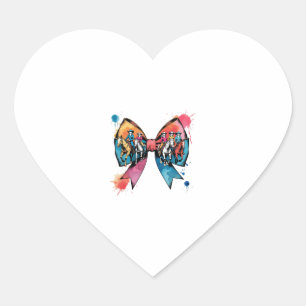 Cowgirl Riding Horse Coquette Bow Heart Sticker