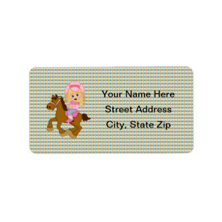 Cowgirl Riding Horse (pink) Label