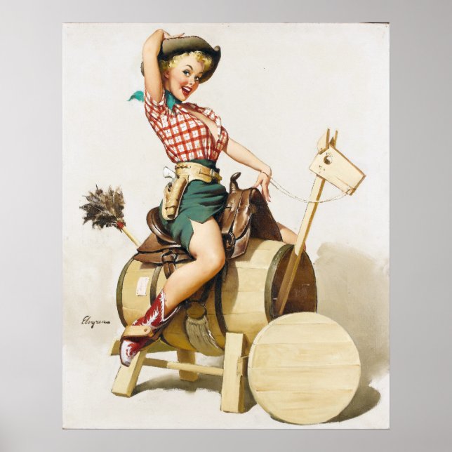 Cowgirl Riding Pin Up Poster (Front)