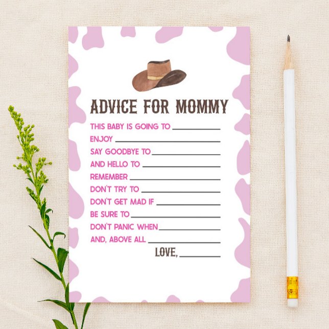 Cowgirl Rodeo Advice Baby Shower Game Activity Stationery (Creator Uploaded)