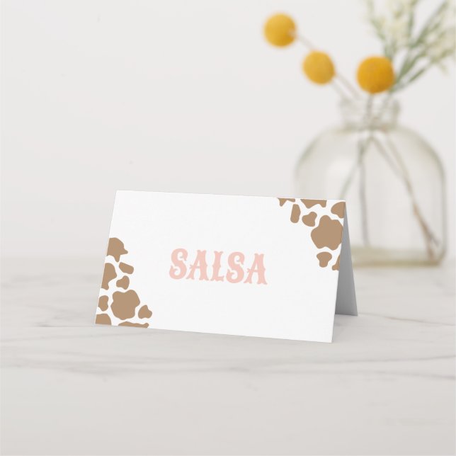 Cowgirl Rodeo Birthday Food Labels Place Card (Front)