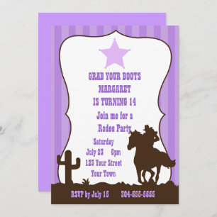 Cowgirl Rodeo Birthday Party Invitation