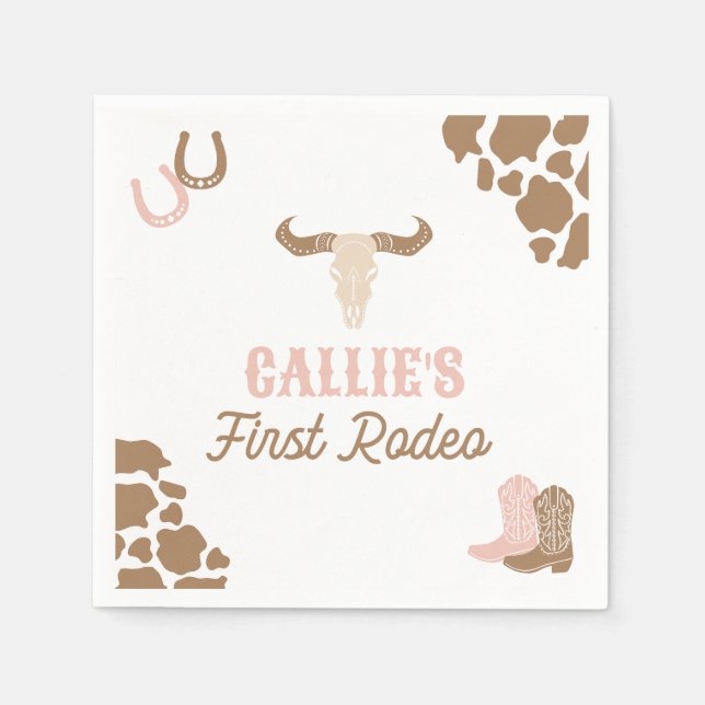 Cowgirl Rodeo Birthday Party Napkin (Front)