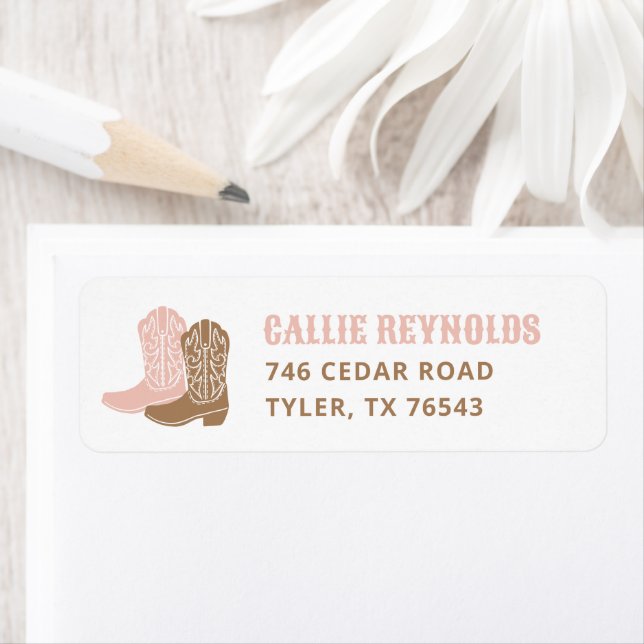 Cowgirl Rodeo Birthday Party Return Address (Insitu)