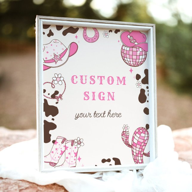 Cowgirl Rodeo birthday pink brown Custom sign (Creator Uploaded)