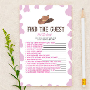 Cowgirl Rodeo Find The Guest Baby Shower Game Stationery