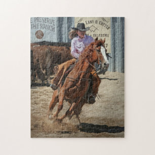 Cowgirl Rodeo Horse Horseback Ride Western Sports Jigsaw Puzzle