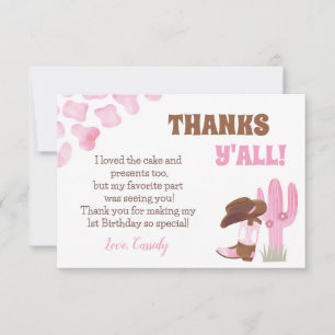 Cowgirl Rodeo Western 1st Birthday Thank You Cards