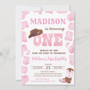 Cowgirl Rodeo Western First Birthday Invitations