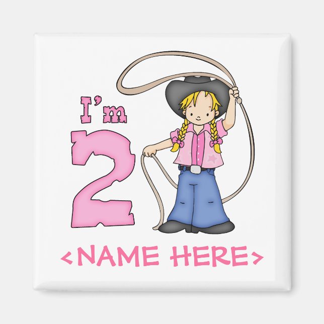 Cowgirl Roper 2nd Birthday Magnet (Front)