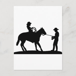 Cowgirl Roping Cowboy Postcard