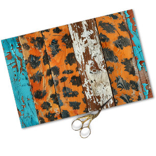 Cowgirl Rustic Western Country Wood Decoupage  Tissue Paper