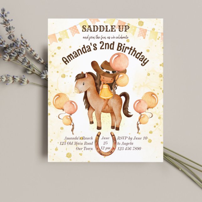 Cowgirl saddle up birthday budget invitation (Creator Uploaded)