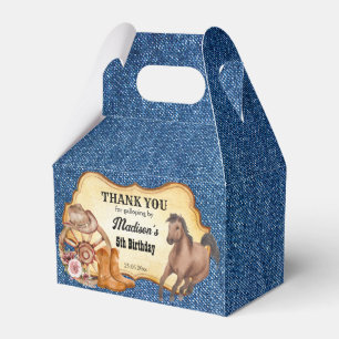 Cowgirl saddle up horses western party favour gift box