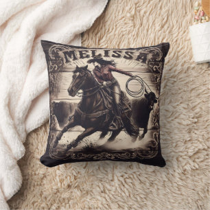 Cowgirl Sarah Competing at the Rodeo Event Cushion