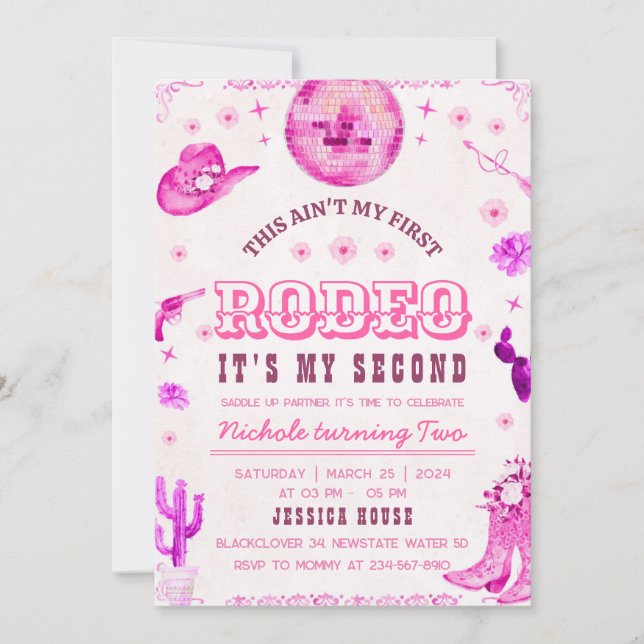 Cowgirl Second Rodeo Party Invitation (Front)