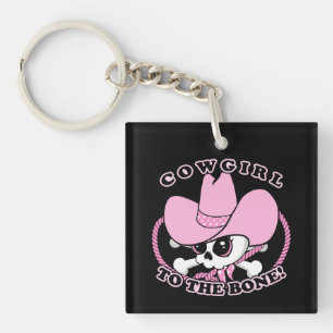 Cowgirl Skull Key Ring
