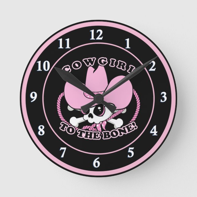Cowgirl Skull Round Clock (Front)