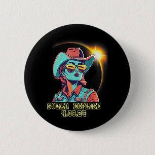 Cowgirl Solar Eclipse 2024 For Texas 40824 6 Cm Round Badge