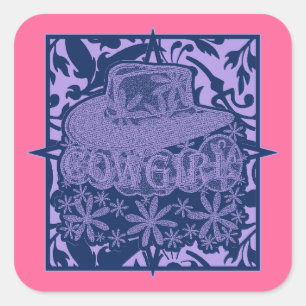 Cowgirl! square sticker
