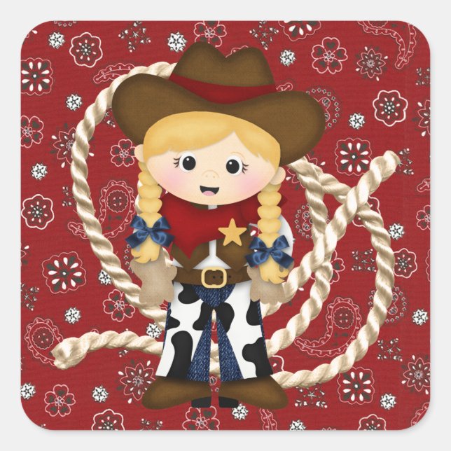 Cowgirl Square Sticker (Front)