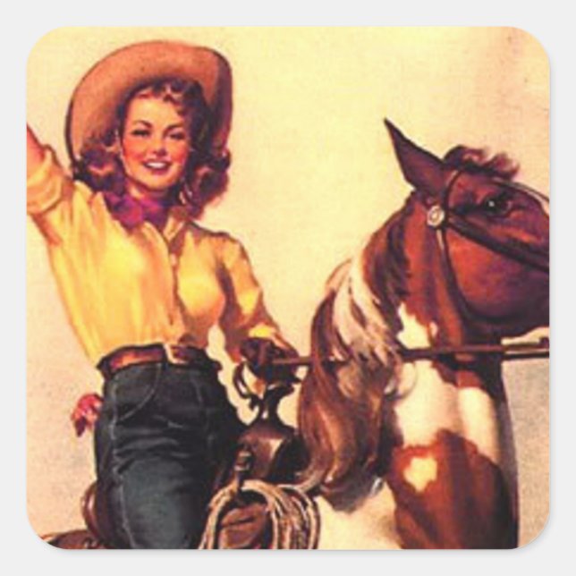 Cowgirl Square Sticker (Front)