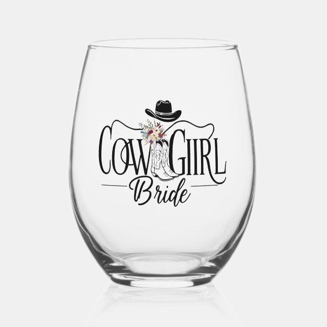 Cowgirl   stemless wine glass (Front)