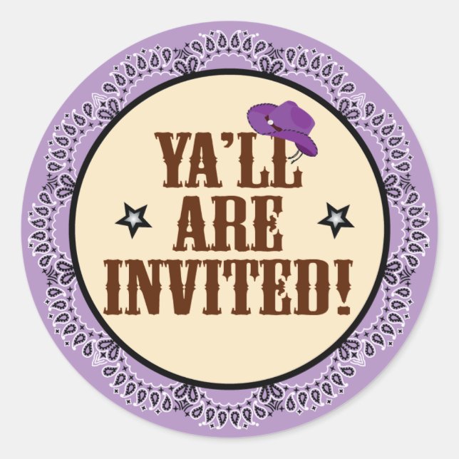 Cowgirl Sticker - Ya'll Are Invited (Front)