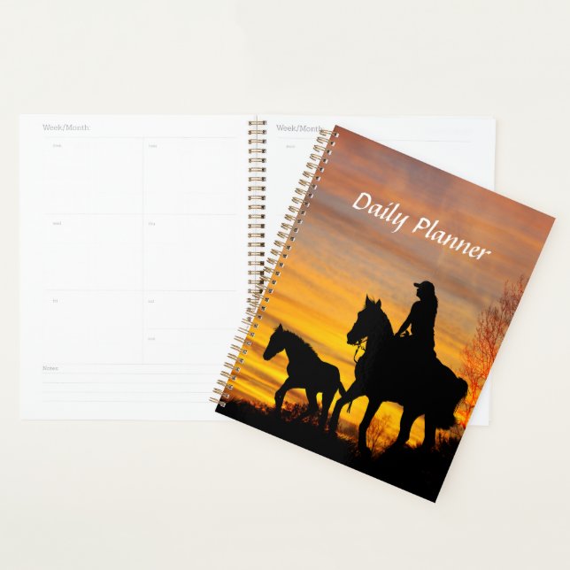 Cowgirl Sunset Horseback Ride Daily Planner (Display)