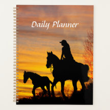 Cowgirl Sunset Horseback Ride Daily Planner