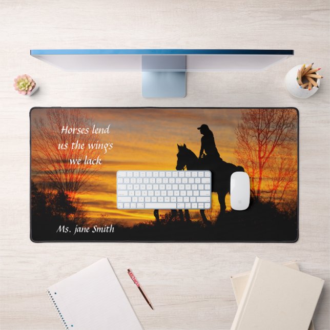 Cowgirl Sunset Horseback Ride Desk Mat (Office 1)