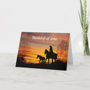 Cowgirl Sunset Horseback Ride Greeting Card
