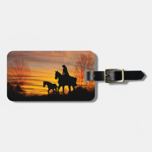 Cowgirl Sunset Horseback Ride Luggage Tag
