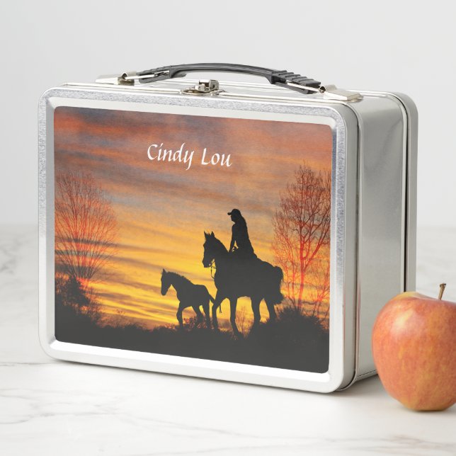 Cowgirl Sunset Horseback Ride Lunch Box (In Situ)
