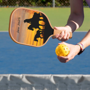 Cowgirl Sunset Horseback Ride Pickleball Paddle