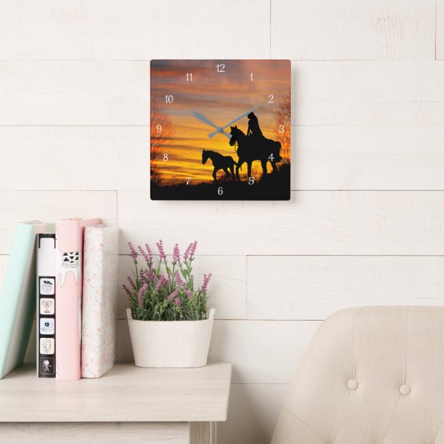 Cowgirl Sunset Trailride Wall Clock (Reading Room)