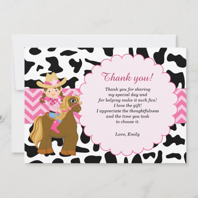 Cowgirl Thank You Card (Front)